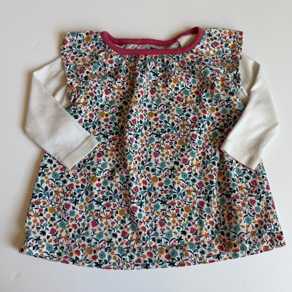 Tea Collection Floral Printed Layered Sleeve Baby Dress 6-9 Months - Picture 2 of 10